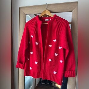 Vintage Cobble Creek Hand Embroidered Heart Cardigan medium